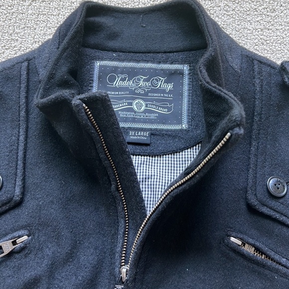 Designer High fashion 100% Black Wool Jacket by Under Two Flags - Picture 7 of 13